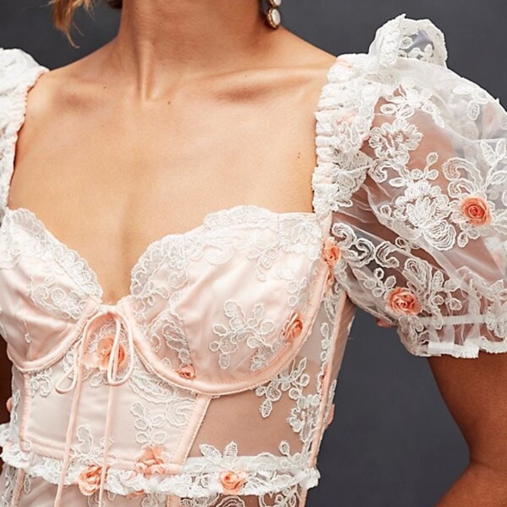 NWT Free People For Love & Lemons Tessa Midi Dress Size Small - Picture 3 of 15